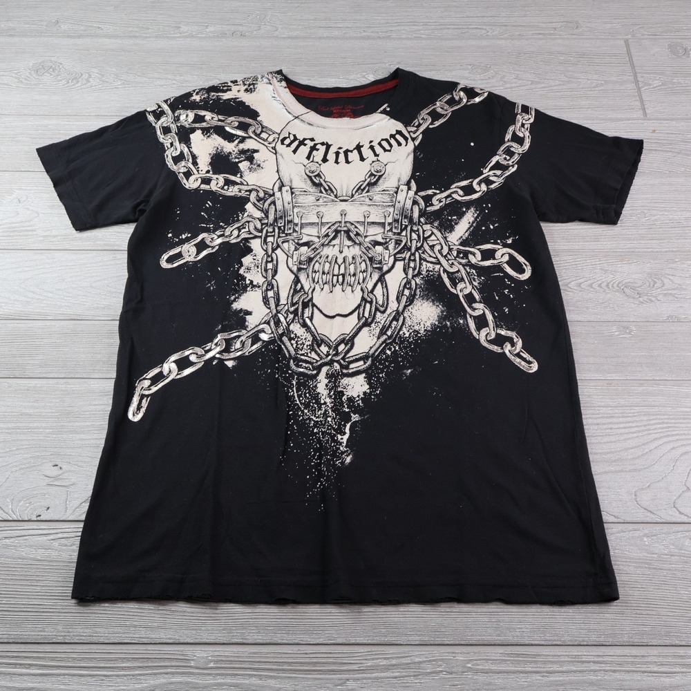 Affliction Megadeth Men's Medium Black Skull Chain Limited Edition USA
